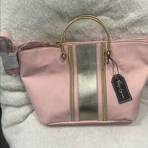 Foley + Corinna Blush Pink and Metallic Gold Satchel